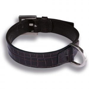 Leder Hundehalsband Krokodil Braun