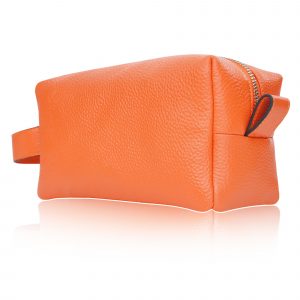 Rasiertasche Orange Leder