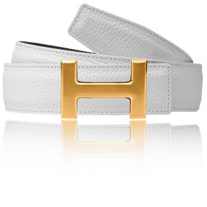 H Belt white with h buckle Gold matte 42 mm or 32 mm / 25 mm