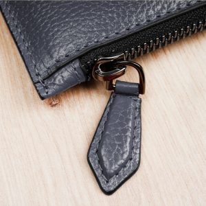 Grau Clutch Leder Tasche