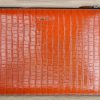 Clutch Leder Tasche Kroko Orange