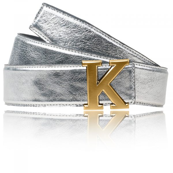 Ledergürtel in Silver mit K Schnalle 32mm