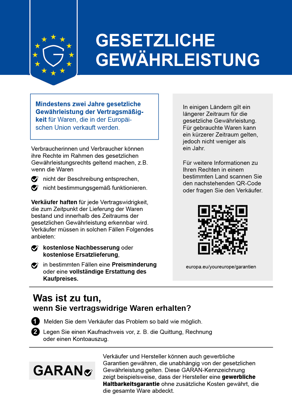 Gesetzliches Gewährleistungslabel