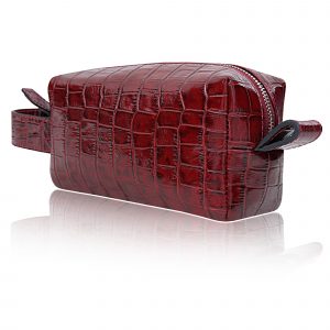 Leder Kosmetiktasche Krokodil Bordo