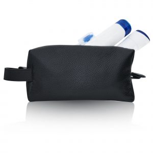 Schwarz Badezimmertasche Leder