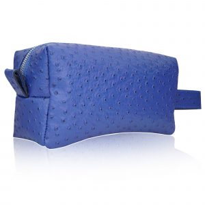 Leder Kosmetiktasche Strauß Electric Blue