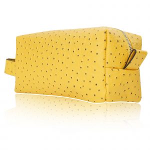 Leder Kosmetiktasche Strauß Gelb