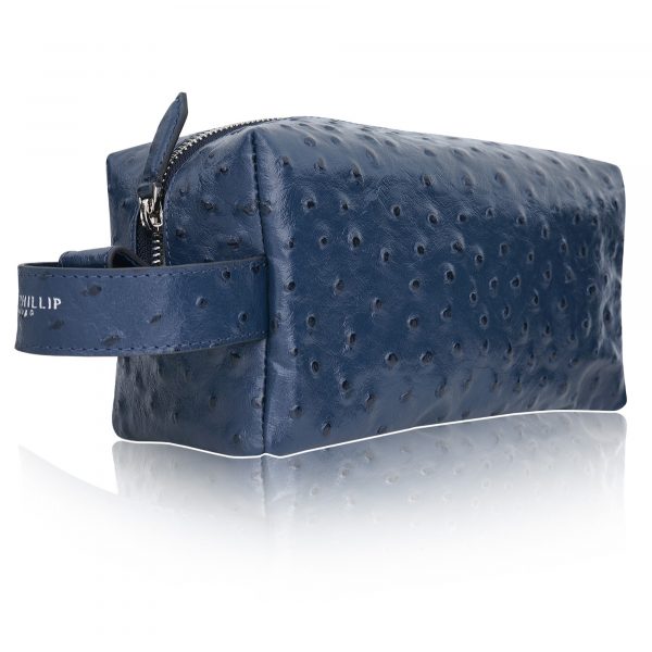 Leder Strauß Navy Badezimmertasche LederKosmetiktasche Strauß Navy