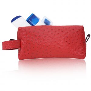 Strauß Rot Badezimmertasche Leder