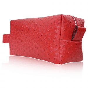 Leder Kosmetiktasche Strauß Rot