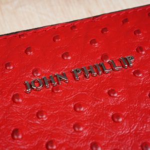 Leder Clutch Tasche Strau Rot