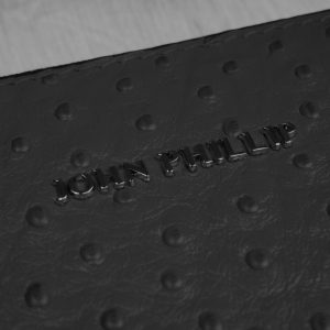 Leder Clutch Tasche Strau Schwarz