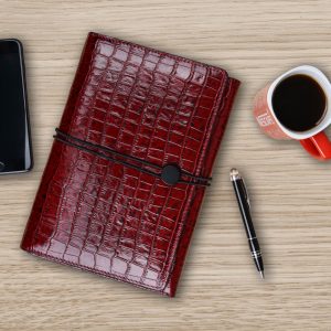 A5 Kroko Bordo Leder Organizer