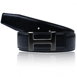 Ledergürtel in Schwarz mit H Schwarz