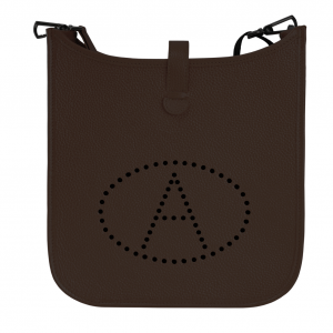 Shoulder bag women leather dark brown small letter A