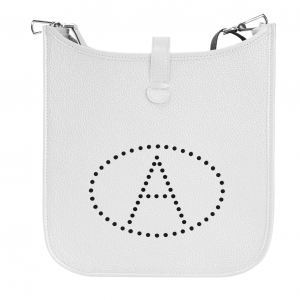Leather Shoulder Bag in White Small