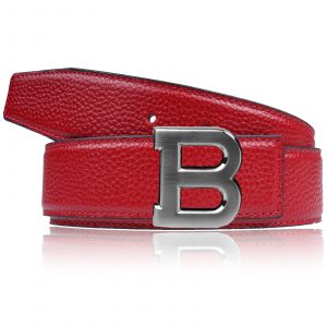 Bordo Gürtel mit Gürtelschnalle B Chrom Silber