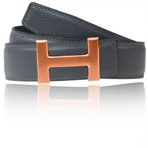 Women & Men H belt gray with H belt buckle rose gold 25 mm 32 mm 40 mm leather belt