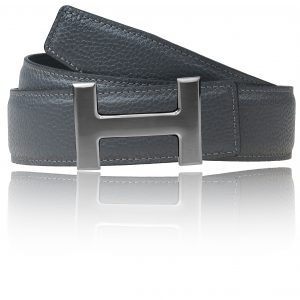 H belt gray with H belt buckle silver chrome 32 mm 40 mm 25 mm women's & men's belts