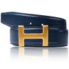 Ledergürtel in Dunkelblau mit H Gold