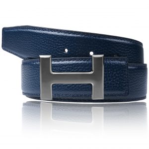 Ledergürtel in Dunkelblau mit H Chrom
