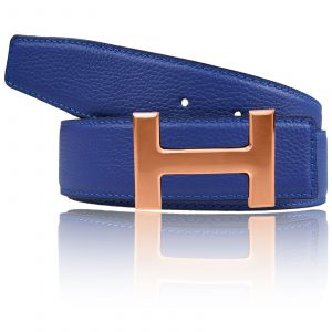 Gürtel Hellblau H Gürtelschnalle Gold Rose 32mm / 40mm Damen & Herren Blau