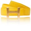 Interchangeable belt with H belt buckle yellow with buckle in rose gold women & men 32 mm / 40 mm