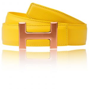 Ledergürtel mit H Gürtelschnalle Gelb Damen & Herren 32mm / 40mm