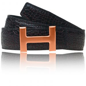 Leather Belt Black Red H Belt Buckle Gold Rose 32 mm / 40 mm Women & Men