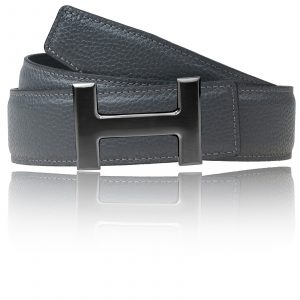 H Gürtel Grau mit Schwarz H Schnalle Damengürtel & Herrengürtel 32mm / 40mm