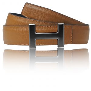 H buckle in black matt with H belt in cognac