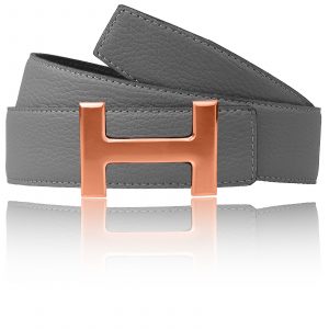 Reversible belt H belt in taupe gray with belt buckle in rose gold 32 mm / 42 mm