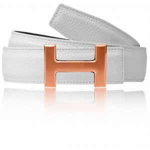 H belt white with belt buckle in rose gold 32 mm 40 mm