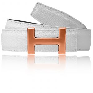 H Schnalle Gürtel Weiß mit in Gold rose Damen & Herren 32mm / 40mm