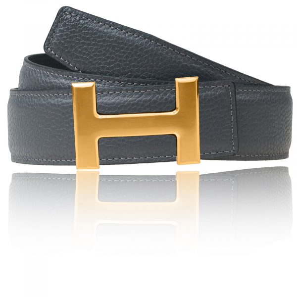 H Buckle with Belt Gray with Belt Buckle in Gold Women & Men 32 mm / 40 mm