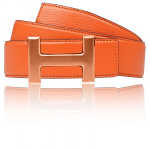 Belt orange with belt buckle H in gold rose women & men 32mm / 40mm