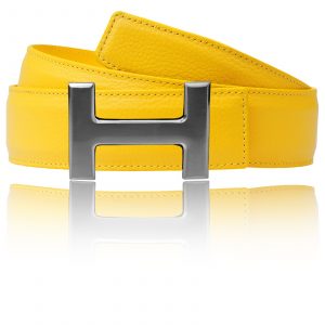 Damen & Herren Gürtel H Schnalle in Chrom in Gelb 32mm / 40mm