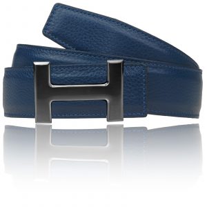 Women's belt / men's belt H belt in dark blue 40 mm / 32 mm with H belt buckle in black matte