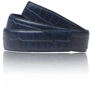 Kroko Gürtel Navy Herren & Damen 32mm / 40mm Ledergürtel ohne Schnalle für H Gürtelschnalle Krokodilleder Wendegürtel