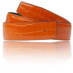 Reversible Belt in Crocodile Orange 32mm