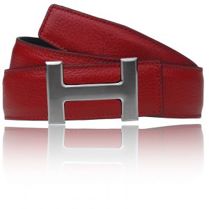 Gürtel Bordo mit H Gürtelschnalle in Chrom Damen & Herren 32mm / 40mm