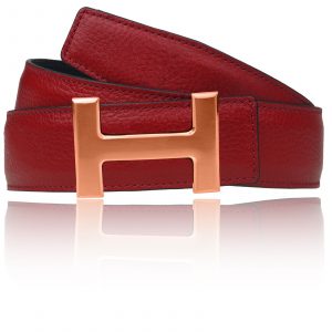 Gürtel Bordo mit H Gürtelschnalle in Gold Rose Damen & Herren 32mm / 40mm