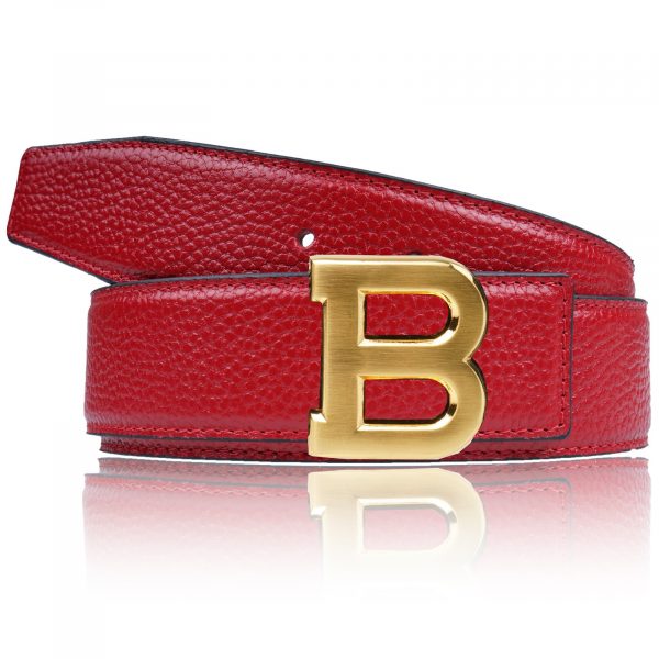 Belt Bordo red with B belt buckle gold for women / men 25 mm 32mm 42 mm