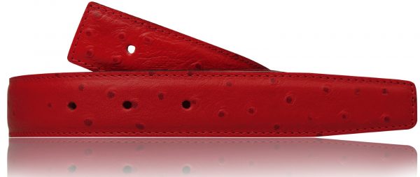 Ostrich Belt Red Women & Men 32 mm / 40 mm Leather Belt without Buckle for H Belt Buckle as Reversible Belt