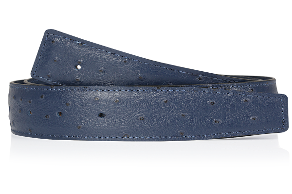 Ostrich leather belt dark blue men 32mm 40mm leather belt without buckle for H belt buckle in navy blue