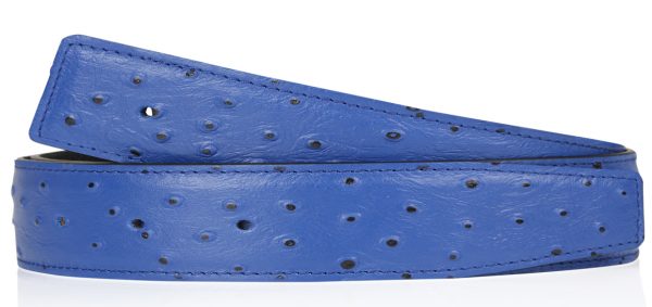 Ostrich Belt Light Blue Women & Men 32mm / 40mm Leather Belt without Buckle for H Belt Buckle in Electric blue