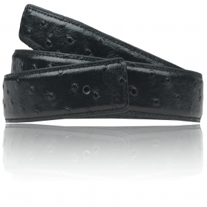Wendegürtel in Straußenleder Schwarz 32mm
