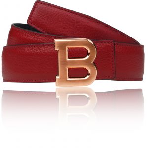 Wendegürtel Bordo Rot mit B Gürtelschnalle Rose Gold für Damen und Herren 32 mm / 42 mm