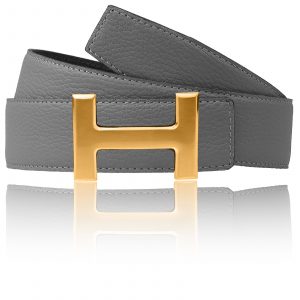 Reversible Belt H Belt in Taupe Gray with Belt Buckle in Gold 25 mm / 32 mm / 42 mm