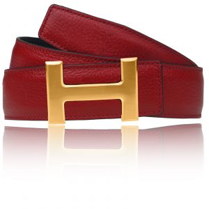 H Belt bordo red with h buckle Gold matt 42 mm or 32 mm / 25 mm